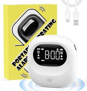 Roxicosly Vibrating Alarm Clock for Heavy Sleepers, Battery Operated Bed Shaker Alarm Clock for Travel, Cordless, USB-C Rechargeable, Adjustable Vibration Intensity, Dual Alarm with Weekday/Weekend