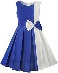 Sunny Fashion Girls Dress Color Block Contrast Bow Tie Everyday Party Size 14 Years Blue
