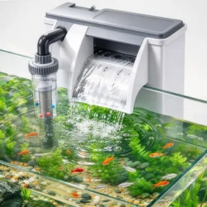 Hang-On-Back Waterfall Aquarium Filter with Fish Waste Collector | 105 GPH for Tanks up to 35 Gallons, 3-Layer Filtration, Adjustable Waterfall Flow, Quiet Motor and 2 Intake Tubes