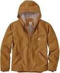 Carhartt Men's Relaxed Fit Washed Duck Sherpa-Lined Jacket Work Utility Outerwear, Brown, L