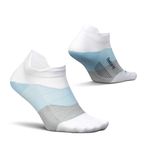 Feetures Elite Ultra Light Cushion Ankle Socks - Sport Sock with Targeted Compression - White Sky, L (1 Pair)