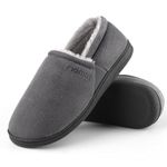 riemot Men's Wool Blend Closed-back Slippers, Indoor/Outdoor Durable House Shoes with High-density Foam Grey 45EU