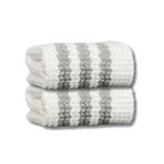 Krujyam Microfiber Cleaning Towels for Drying Dishes - Farmhouse Kitchen Towels Hanging - Soft Absorbent Durable Striped Kitchen Dish Hand Towels for Kitchen (52 x 52 cm, Set of 2)