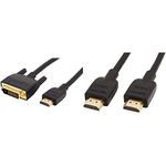 AmazonBasics HDMI to DVI Adapter Cable, Black, 6 Feet, 1-Pack & Amazon Basics High-Speed HDMI Cable (18Gbps, 4K/60Hz) - 3 Feet, Black