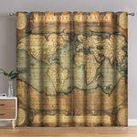 Jekeno World Map Blackout Curtains 