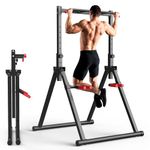 SERTT Foldable Power Tower Dip Station for Pull Ups, Dips & Push Ups, Upgraded Free Standing Pull Up Bar Station, Multi-function Workout Equipment for Home Gym Strength Training, Support 440LBS