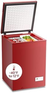 Electactic 3.5 Cu.Ft Chest Freezer, 7-Grade Ultra-Low Temperature (-40°F-12°F), Small Deep Freezer with Removable Basket Free Standing Top open Door Perfect for Home Dorm, Office,Bar, Kitchen (Red)