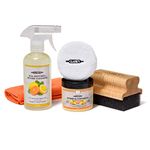 Natural Stone Daily Cleaner and Wax Care Kit –Set Includes Soapstone, Slate, & Concrete Wax, (6oz), Spray (12oz), Applicator, Microfiber Towel & Buffing Pad, Enriched with Lemon & Orange Extract
