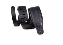 3.25”-Wide Garment Leather Guitar Strap in Black with Black Backing