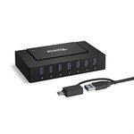 Plugable 7-in-1 USB Charging Hub for Laptops with USB-C or USB 3.0 - USB Charging Station for Multiple Devices and USB Data Transfer with a 60W Power Adapter