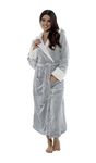 Daisy Dreamer Ladies Shimmer Fleece Dressing Gown Luxury Soft Plush Bath Robe For Women Housecoat Loungewear Bathrobe Gowns, Grey, X Large