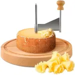 Cheese Curler - Easy to Use Stainless Steel Cheese Shaver for Beautiful Rose-Shaped Cutting that Reveals Taste Richness - Chocolate Shaver with Sharp Blade, Wood Base, Disassembles for Easy Cleaning