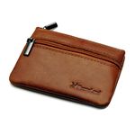 MooseLand Leather Zipper Coin Change Pouch Purse Bag Wallet with Key Ring (Brown)