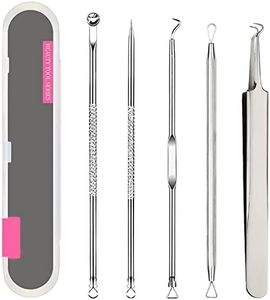 Kit di Strumenti Rimozione Punti Neri 5 Pezzi, Blackhead Estrattore Ago Acne in Acciaio Inossidabile con Scatola, per il Trattamento e la Togli di Comedoni sul Naso o Viso