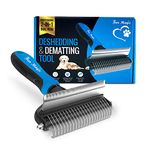 Fur Magic Deshedding and Dematting Tool – 2-in-1 Double-Sided Dog Grooming Brush for Long, Medium, Short Hair – Removes Knots, Loose Undercoat, Mats – Professional Pet Brush for Grooming Cats, Dogs