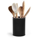 VonShef Utensil Holder, Stainless Steel Kitchen Organiser, 13cm Diameter Kitchen Storage Organiser with Matte Black Finish, Compact Storage for Kitchen Accessories