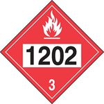 Accuform Hazard Class 3, 1202 (Diesel Fuel), Adhesive Vinyl 4-Digit DOT Placard, 10.25" x 10.75, MPL744VS1