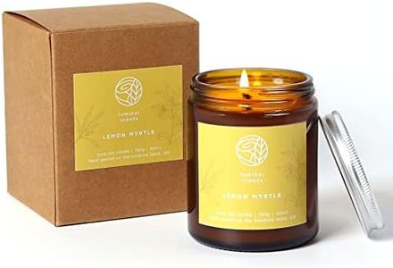 Natural Soy Candle Made in Australia in Amber Jar 150g - 30 Hours Burn Scented Aromatherapy Candle with Gift Box (Lemon Myrtle)