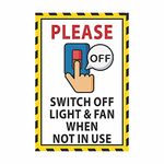 Anne Print Solutions® Please Switch Off Your Light and Fan When Not in Use Stickers Self Adhesive Vinyl Pack of 2 Pcs Size12 Inch X 9 Inch* Multicolour