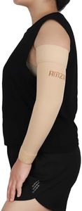 AMZAM® Medical Compression Arm Sleeve for Women & Men, 20-30 mmHg Graduated Compression Brace with Silicone Band for Pain Relief, Lymphedema, Edema, Swelling, Arthritis, Beige L