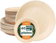 HAAGO 40 Disposable Palm Leaf Plates - Compostable, Eco-Friendly Like Wooden & Bamboo Plates for Hot & Cold Food, Microwave & Freezer Safe Alternative to Paper Plates, 5cm & 25cm Disposable Plates