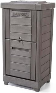 Step2 Lakewood Package Delivery Box, Large Capacity Outdoor Parcel Drop Box with Lockable Lid and Keys, Weather-Resistant Resin, Dark Cedar