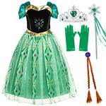 Party Chili Princess Costumes Birthday Party Fancy Dress Up for Little Girls with Wig,Crown,Mace,Gloves 3T 4T (110cm)