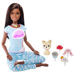 Breathe with Me Barbie Meditation Doll, Blonde, with 5 Lights & Guided Meditation Exercises, Puppy and 4 Emoji Accessories, Gift for Kids 3 to 8 Years Old