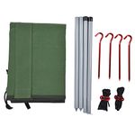 Uadme Portable Canvas Camping Fire Windshield, Aluminum Camping Cooker Windscreen Cover Sunshade Screen With Storage Bag for Camping Garden Picnic Barbecue Bonfire
