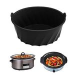 Silicone Slow Cooker Liner,Reusable Pot Liners Compatible for 6-8 QT Oval Slow Cookert, Heat Resistant Leakproof Slow Cooker Divider,Dishwasher Safe Cooking Liner,Crock Pot Accessories (Black)