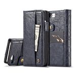 EYZUTAK Leather Case for iPhone 6 iPhone 6S,Retro Rough Crack Texture Horizontal PU Wallet Card Slots Money Bag with Snap Design Flip Folio Shockproof Cover for iPhone 6/6S 4.7 inch - Navy Blue