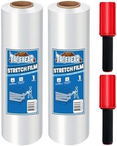 TAPEBEAR Stretch Wrap Film 15" x 760Ft Shrink Wrap Roll with Handles, Industrial Strength Clear Plastic Wrap Self-Adhering for Furniture Moving, Luggage Packing, Pallet Wrap, 60 Gauge, 2Rolls
