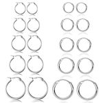 Hoop Earrings 10 Pairs Small Hoop Earring Set for Women Men Girls Lightweight Click-Top Stainless Steel Cartilage Earring Endless Hypoallergenic 10-20MM