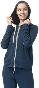 Leapstride Women's Stretch Athletic Hoodie with Full Zip & Kangaroo Pockets - Lightweight Workout Jacket Comfort for Active & Relaxed Days Navy Heather