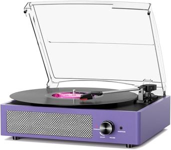 cotsoco Vinyl Record Player Bluetooth,Belt-Drive Turntable with Stereo Speakers Vintage Phonograph Vinyl Record Player 3 Speed 3 Size for Home Decoration,Aubergine