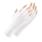 AWOCAN Women Sun Protective Gloves UV Gloves for Manicures Sunscreen Fingerless Gloves Ice Silk Short Gloves Summer (WHITE)