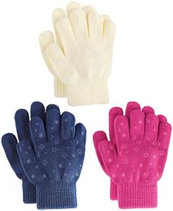 Brook + Bay Kids Magic Gloves - 3 Pack Kids Winter Gloves - Cold Weather Gloves for Boys & Girls - Children's Knit Gloves