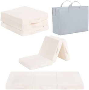 Givjoy Foldable Floor Mattress for Kids, Toddler Washable Tri Folding Floor Nap Mat for Sleeping Daycare, Child Trifold Futon Sofa Bed with Storage Bag for Girls and Boys