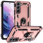 Military Grade Drop Impact for Samsung Galaxy S22 Plus Case Galaxy S22+ Plus 5G Case 360 Metal Rotating Ring Kickstand Holder Armor Heavy Duty Shockproof Case for Galaxy S22+ Phone Case (Rose Gold)