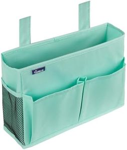 Surblue Bedside Caddy Hanging Bed Organizer Storage Bag Pocket for Bunk and Hospital Beds, College Dorm Rooms Baby Bed Rails, Camp 4 Pockets and 2 Hooks (Green)