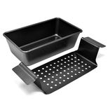 PERLLI Meat Loaf Pan with Drip Tray – 2 Pc. 9.8 x 5.7 In. High-Carbon-Steel Nonstick Meatloaf Pan with Drain Tray – Large BPA-Free Oven Loaf Pan for Baking, Bread, Cakes, Roasting Meat, & More