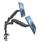 SHOPPINGALL Fully Adjustable Dual Gas Spring LCD Monitor Arm Desk Mount Stand with 2 Swing Arms for Two 15"-32" Monitors, Both Desk Clamp and Grommet Mounting Options in The Box - SA-GM124D-Black