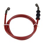 Mtsooning 120cm Motorcycle Front Brake Line, Braided Steel Oil Hose Line Colorful Brake Clutch Pipe Replacement for Dirt Bike ATV Moped Scooter and Banjo Bolt(Red)