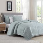 BOURINA Reversible Bedspread Coverlet Set - Microfiber Lightweight Comforter 3-Piece Quilt Set King 104”x92”，Aqua