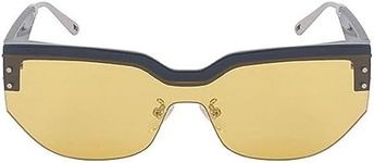 AOOLIA Trendy Oval Sunglasses, Star Gray Mirror Sunglasses, Sunnies UV400 Protection Half Rim Driving Cycling Glasses for Unisex (Yellow)