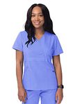 Sivvan Scrubs for Women - Mock Wrap Scrub Top - S8302 - Ceil Blue - L