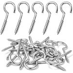 MOGADEE Pack of 10 Stainless Steel Hook Screws, Screw Hooks, Hooks for Screwing in Hooks, Robust Cup Hooks (65 mm)