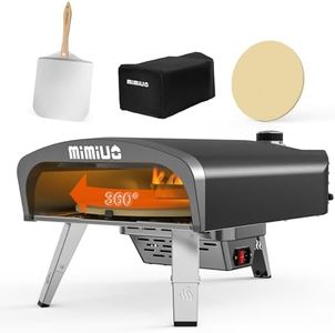Mimiuo Outdoor Gas Fired Pizza Oven with Automatic Rotation System & UK Gas Regulator, Portable Tisserie G-Oven Series Black Coated, includes 13" Pizza Stone & Foldable Pizza Peel & Pizza Cover