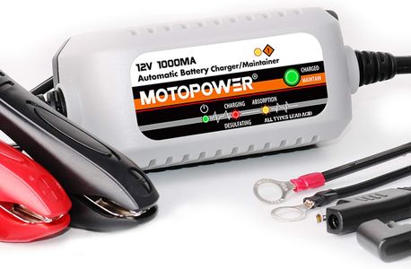 MOTOPOWER 12V Battery Charger – Automatic Maintainer for Car, Motorcycle