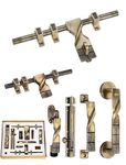 Chitra Taojin Series Brass Heavy Single Door Fitting Accessories Full Set/Kit (1 Aldrop, 1 Latch, 2 Handles, 1 Tower Bolt and 1 Door Stopper) (10 Inch, Antique Brass Matt)